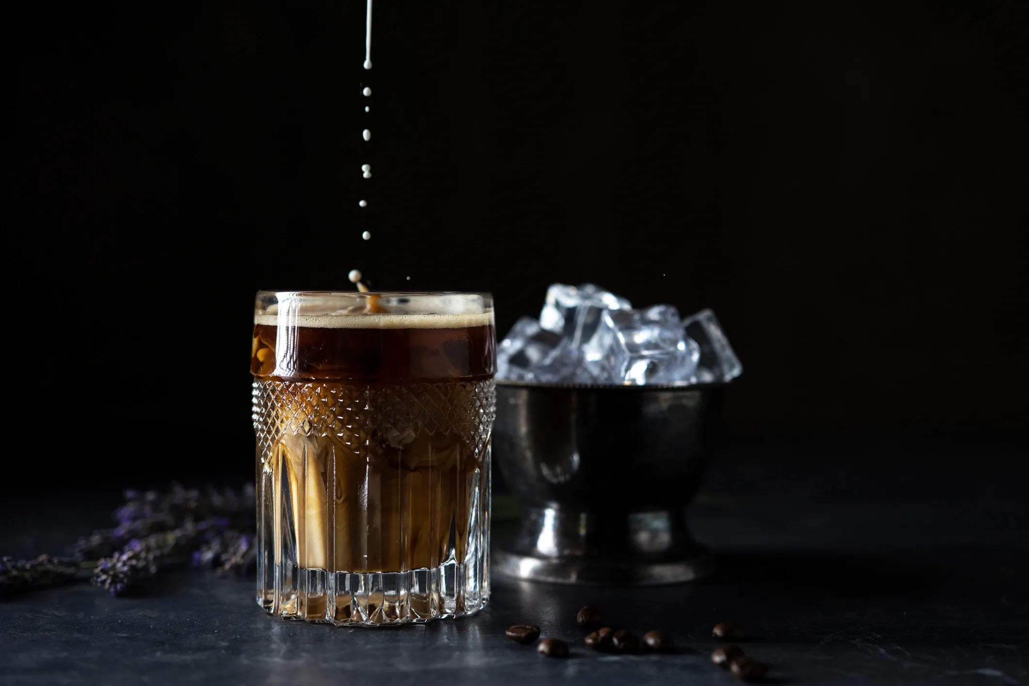 A glass of chilled cold brew coffee